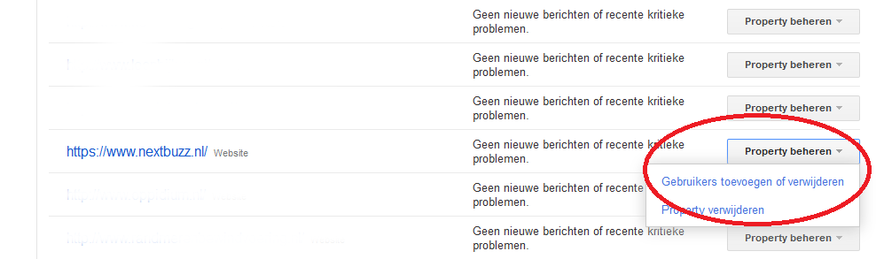 Gebruiker toevoegen Google Search Console